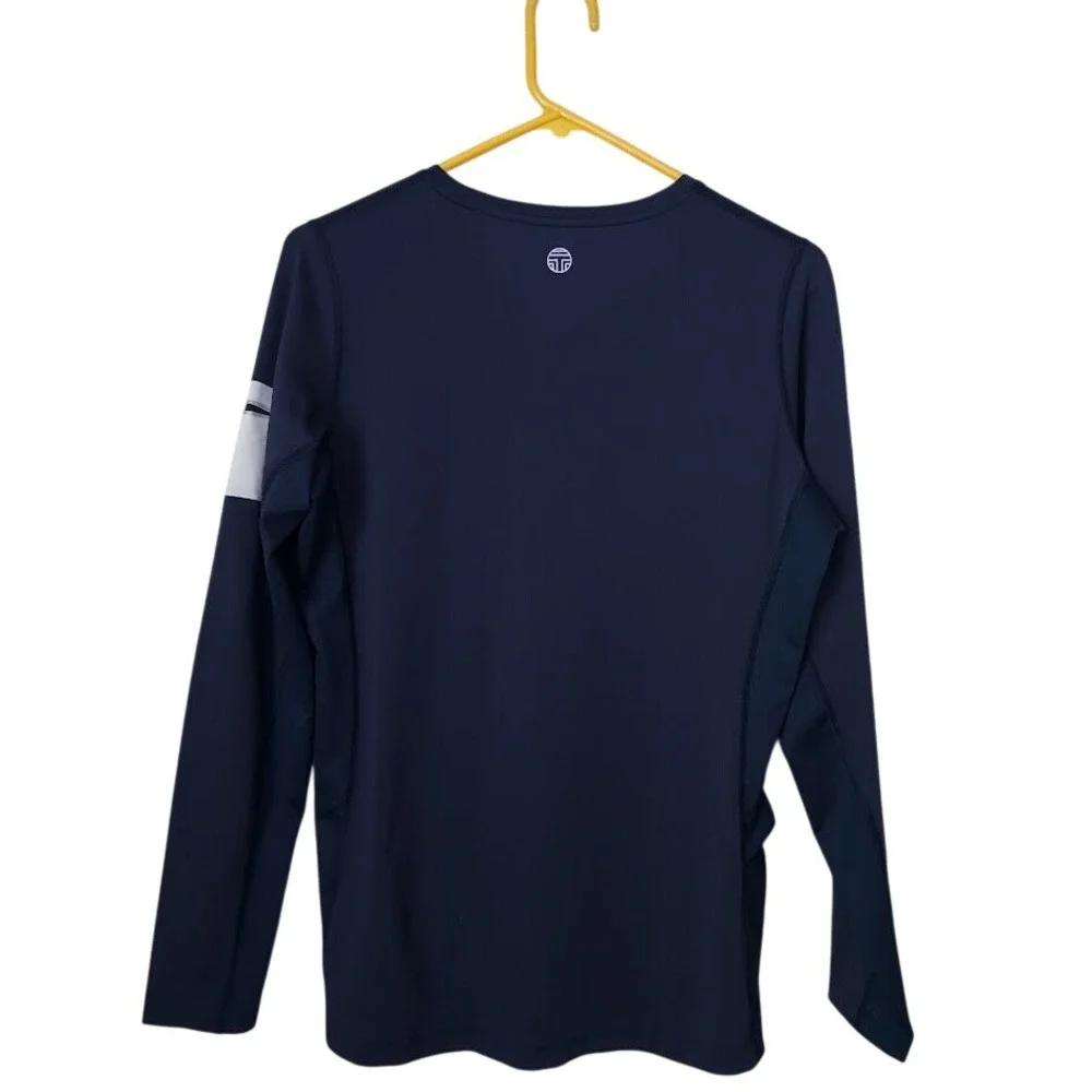 TORY BURCH SPORT Running Active Performance Long Sleeve Graphic Top Striped T XL